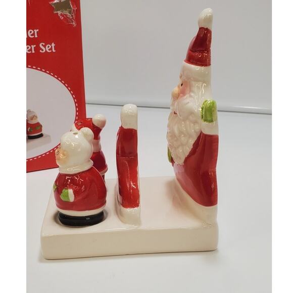 Holiday Style Christmas Napkin Holder Salt and Pepper Set, PRE-OWNED, IOB - Picture 3 of 13